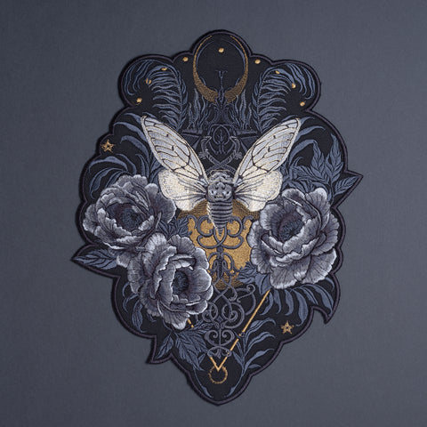 Cicada, Luna & Flowers Embroidered Patch