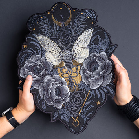 Cicada, Luna & Flowers Embroidered Patch