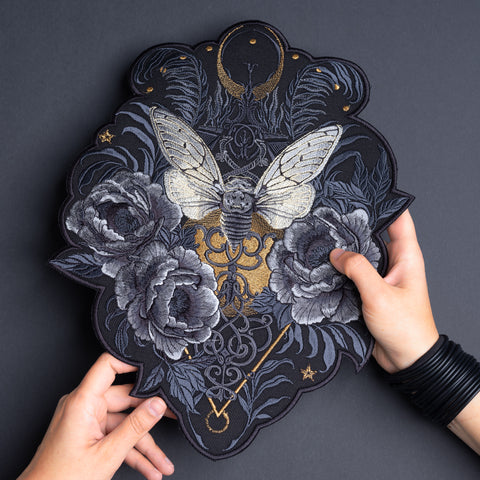 Cicada, Luna & Flowers Embroidered Patch