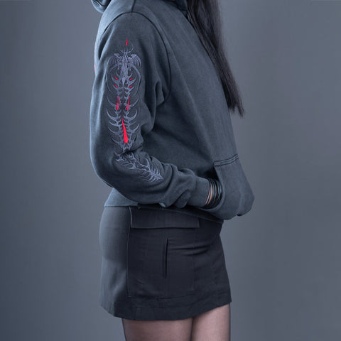 Cyber Sigilism Embroidered Unisex Stonewashed Hoodie