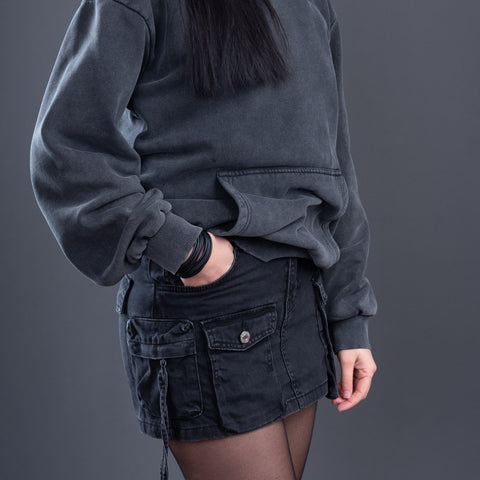 Crow Moon Embroidered  Unisex Stonewashed Hoodie