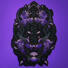 The Swallows And Flowers Custom Embroidered Patch features purple roses, dark birds, and the text "IN MEMORY OF ALL THE SHIT I GAVE" on black—an eye-catching, bold gift set against a solid purple background.