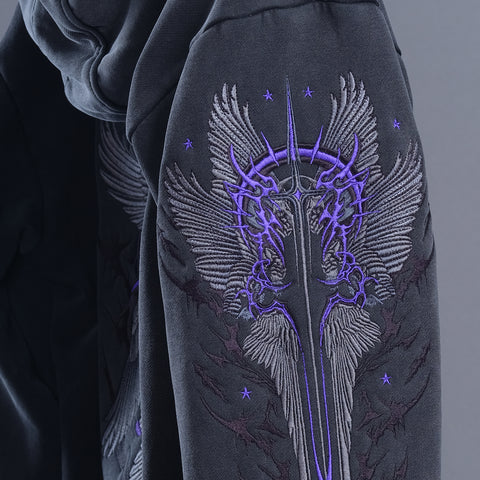 Seraphim Embroidered Unisex Stonewashed Hoodie
