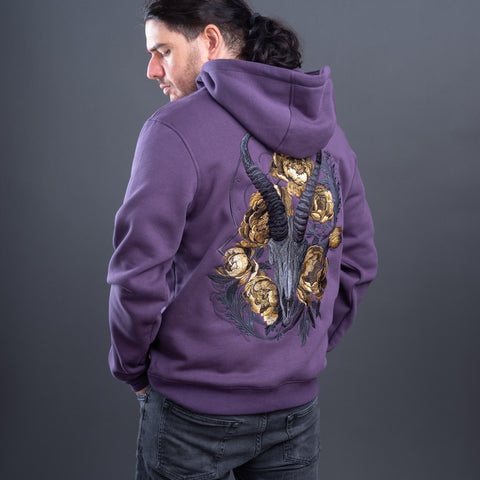 Blesbok Skull Embroidered Unisex Stonewashed Hoodie