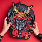 embroidered patch with samurai design